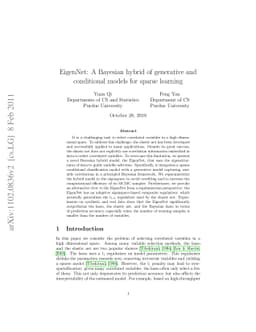 EigenNet: A Bayesian hybrid of generative and conditional models for
  sparse learning
