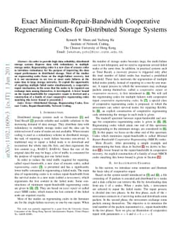 Exact Minimum-Repair-Bandwidth Cooperative Regenerating Codes for
  Distributed Storage Systems
