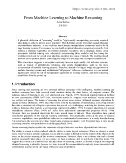 From Machine Learning to Machine Reasoning