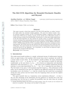 The KL-UCB Algorithm for Bounded Stochastic Bandits and Beyond