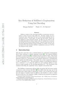 Key Reduction of McEliece's Cryptosystem Using List Decoding