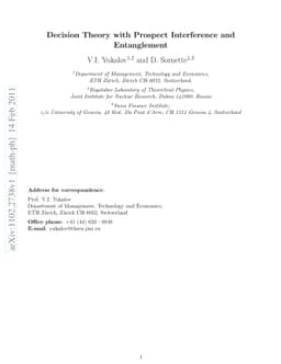 Decision Theory with Prospect Interference and Entanglement