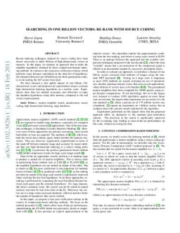 Searching in one billion vectors: re-rank with source coding