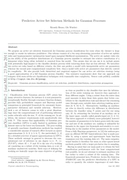 Predictive Active Set Selection Methods for Gaussian Processes