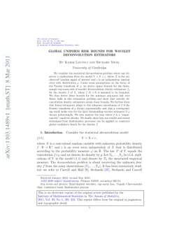Global uniform risk bounds for wavelet deconvolution estimators