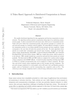 A Token Based Algorithm to Distributed Computation in Sensor Networks