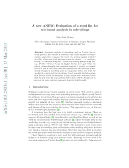 A new ANEW: Evaluation of a word list for sentiment analysis in
  microblogs