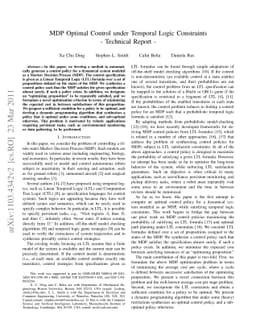 MDP Optimal Control under Temporal Logic Constraints