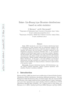 Baker- Lin-Huang type Bivariate distributions based on order statistics