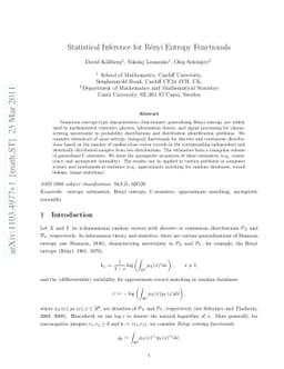 Statistical Inference for Rényi Entropy Functionals