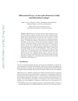 Differential Privacy: on the trade-off between Utility and Information
  Leakage