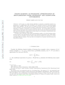 Online Learning as Stochastic Approximation of Regularization Paths