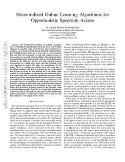 Decentralized Online Learning Algorithms for Opportunistic Spectrum
  Access
