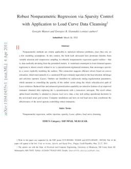 Robust Nonparametric Regression via Sparsity Control with Application to
  Load Curve Data Cleansing