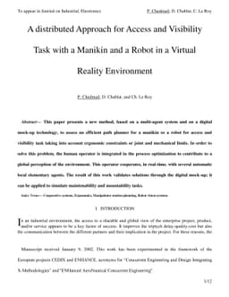 A distributed Approach for Access and Visibility Task with a Manikin and
  a Robot in a Virtual Reality Environment