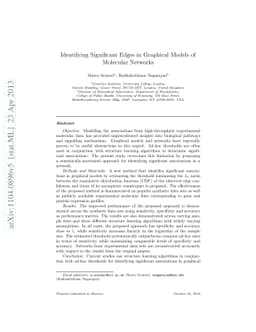 On Identifying Significant Edges in Graphical Models of Molecular
  Networks