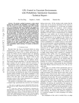 LTL Control in Uncertain Environments with Probabilistic Satisfaction
  Guarantees
