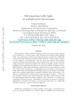Self-organizing traffic lights at multiple-street intersections