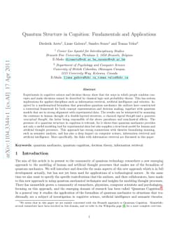 Quantum Structure in Cognition: Fundamentals and Applications