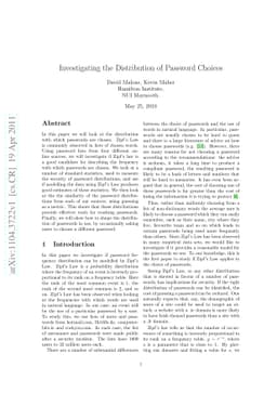 Investigating the Distribution of Password Choices