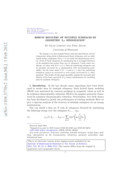 Robust recovery of multiple subspaces by geometric l_p minimization