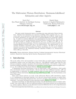 The Multivariate Watson Distribution: Maximum-Likelihood Estimation and
  other Aspects