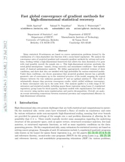 Fast global convergence of gradient methods for high-dimensional
  statistical recovery