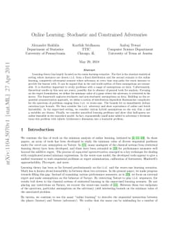 Online Learning: Stochastic and Constrained Adversaries