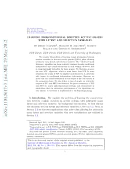 Learning high-dimensional directed acyclic graphs with latent and
  selection variables