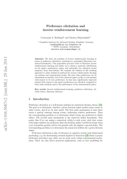 Preference elicitation and inverse reinforcement learning