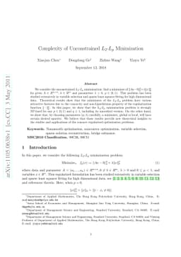 Complexity of Unconstrained L_2-L_p Minimization