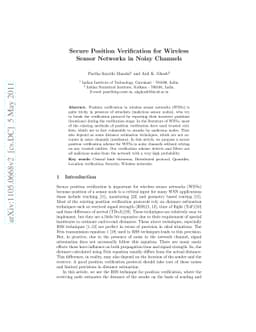 Secure Position Verification for Wireless Sensor Networks in Noisy
  Channels
