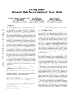 Mark My Words! Linguistic Style Accommodation in Social Media