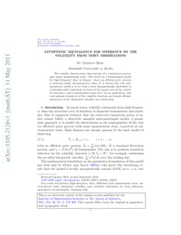 Asymptotic equivalence for inference on the volatility from noisy
  observations