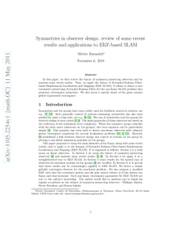 Symmetries in observer design: review of some recent results and
  applications to EKF-based SLAM