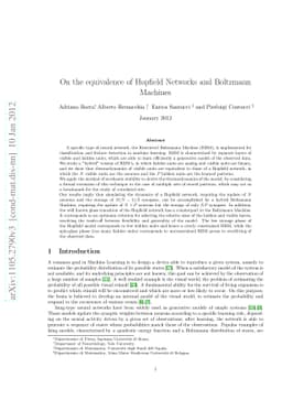 On the equivalence of Hopfield Networks and Boltzmann Machines