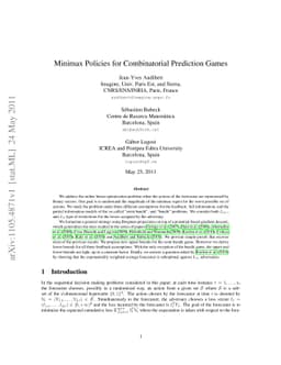 Minimax Policies for Combinatorial Prediction Games