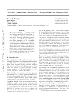 Parallel Coordinate Descent for L1-Regularized Loss Minimization