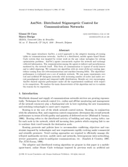 AntNet: Distributed Stigmergetic Control for Communications Networks