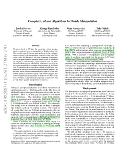 Complexity of and Algorithms for Borda Manipulation