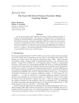 The Good Old Davis-Putnam Procedure Helps Counting Models