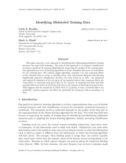 Identifying Mislabeled Training Data