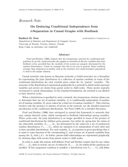 On Deducing Conditional Independence from d-Separation in Causal Graphs
  with Feedback (Research Note)