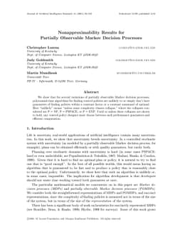 Nonapproximability Results for Partially Observable Markov Decision
  Processes