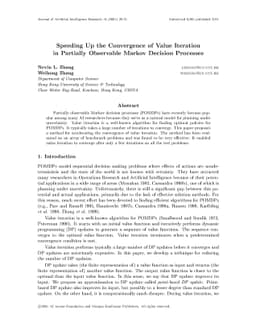 Speeding Up the Convergence of Value Iteration in Partially Observable
  Markov Decision Processes
