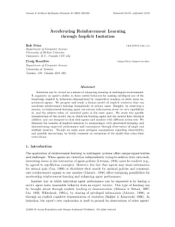 Accelerating Reinforcement Learning through Implicit Imitation