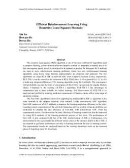 Efficient Reinforcement Learning Using Recursive Least-Squares Methods