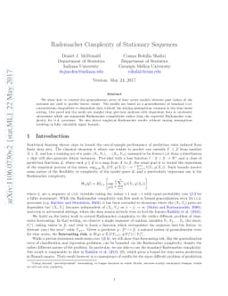 Rademacher complexity of stationary sequences