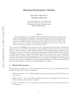 Hadoop Performance Models