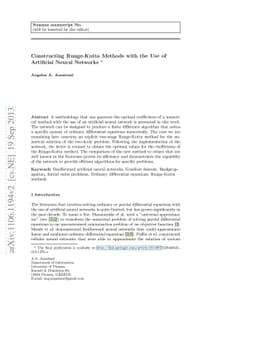 Constructing Runge-Kutta Methods with the Use of Artificial Neural
  Networks